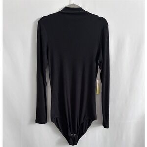 NWT Summersalt Bodysuit 1XL Black Ribbed Mock Neck Long Sleeve Minimalist Chic
